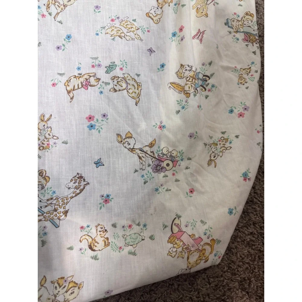 Vintage Animal Print Fitted Crib Sheet Toddler Bed Cottagecore Deer 65